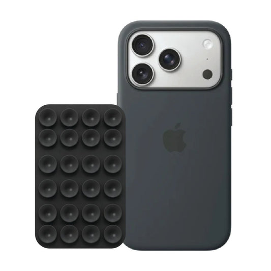 iPhone 17 Pro Max Black Liquid Silicone case with Black suction holder