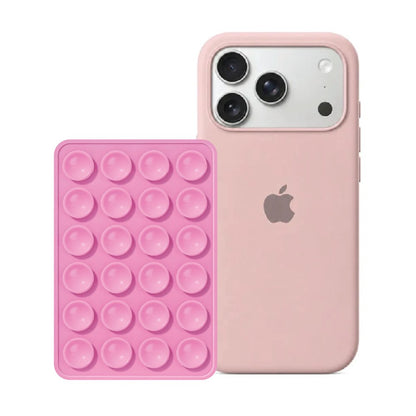 iPhone 17 Pro Max Sand Pink Liquid Silicone case with Light Pink suction holder