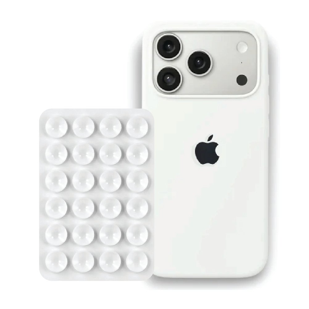 iPhone 17 Pro Max White Liquid Silicone case with White suction holder
