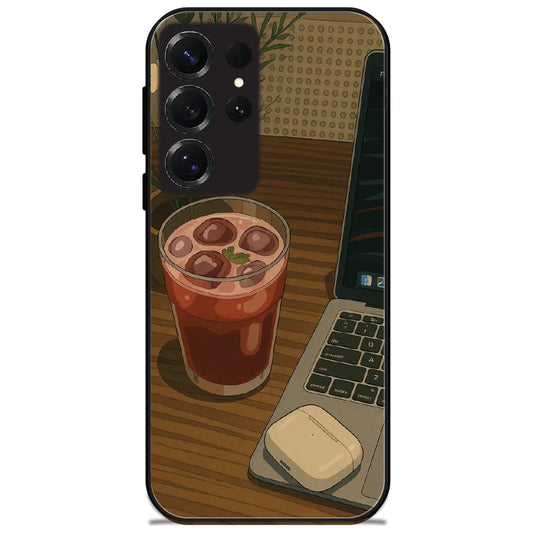 Lofi Desk Vibes - Glossy Metal Silicone Case for Samsung Galaxy S25 Ultra