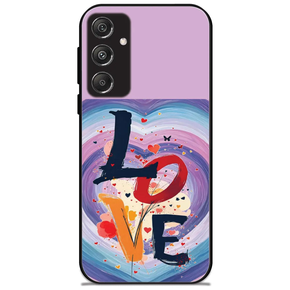 Love Heart Swirl - Glossy Metal Silicone Case for Samsung Galaxy M34 5G