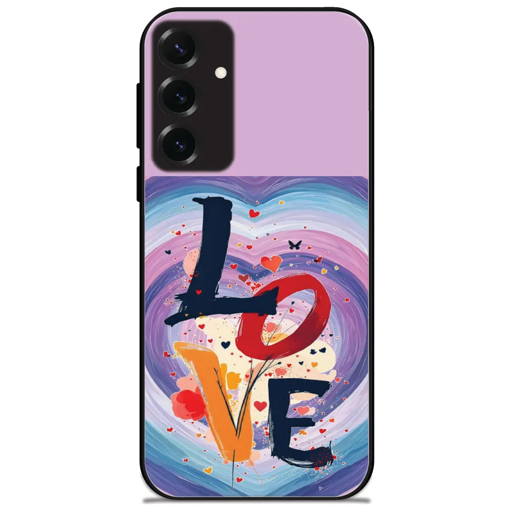 Love Heart Swirl - Glossy Metal Silicone Case for Samsung Galaxy S25 Plus