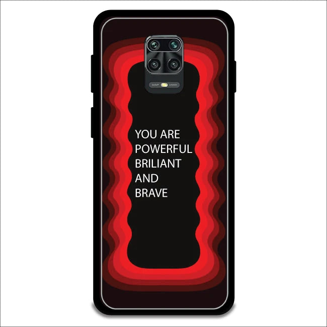 'You Are Powerful, Brilliant & Brave' - Red Armor Case For Redmi Models Redmi Note 9 Pro Max