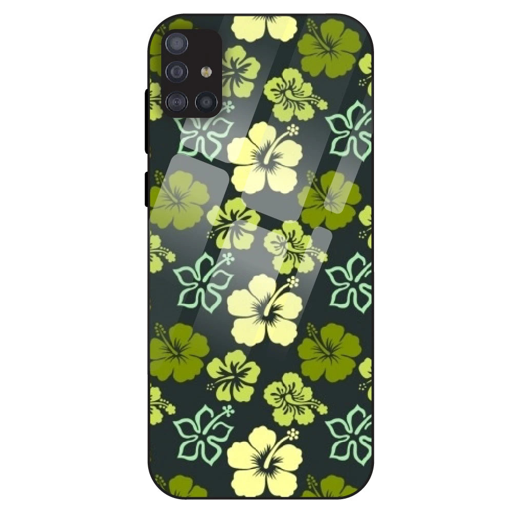 Green Hibiscus - Glass Case For Samsung Galaxy M51