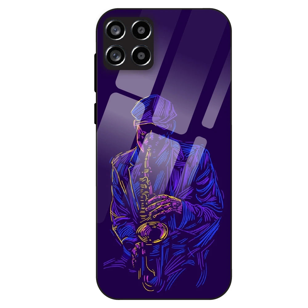 Neon Saxophone Art - Glass Case For Samsung Galaxy M53