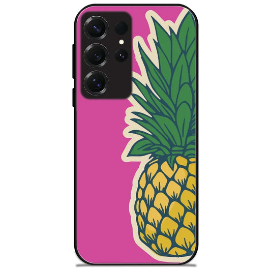 Magenta Pineapple - Glossy Metal Silicone Case for Samsung Galaxy S25 Ultra