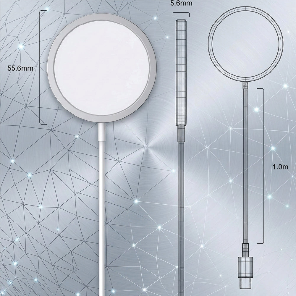 Magnetic charger size 55.6mm wide, 5.6mm thin with 1m cable
