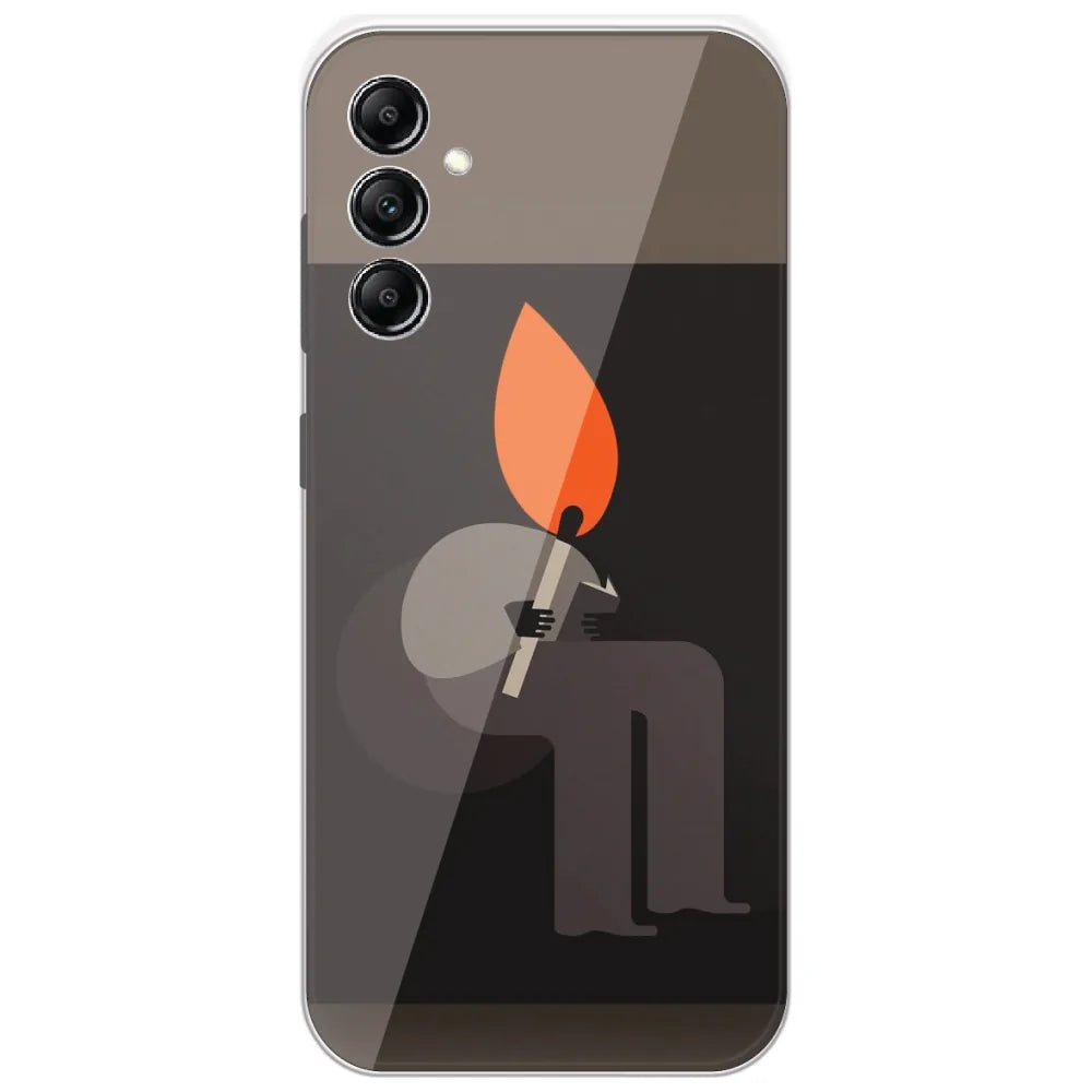 Matchstick Flame Man - Printed Silicone Case for Samsung Galaxy A14