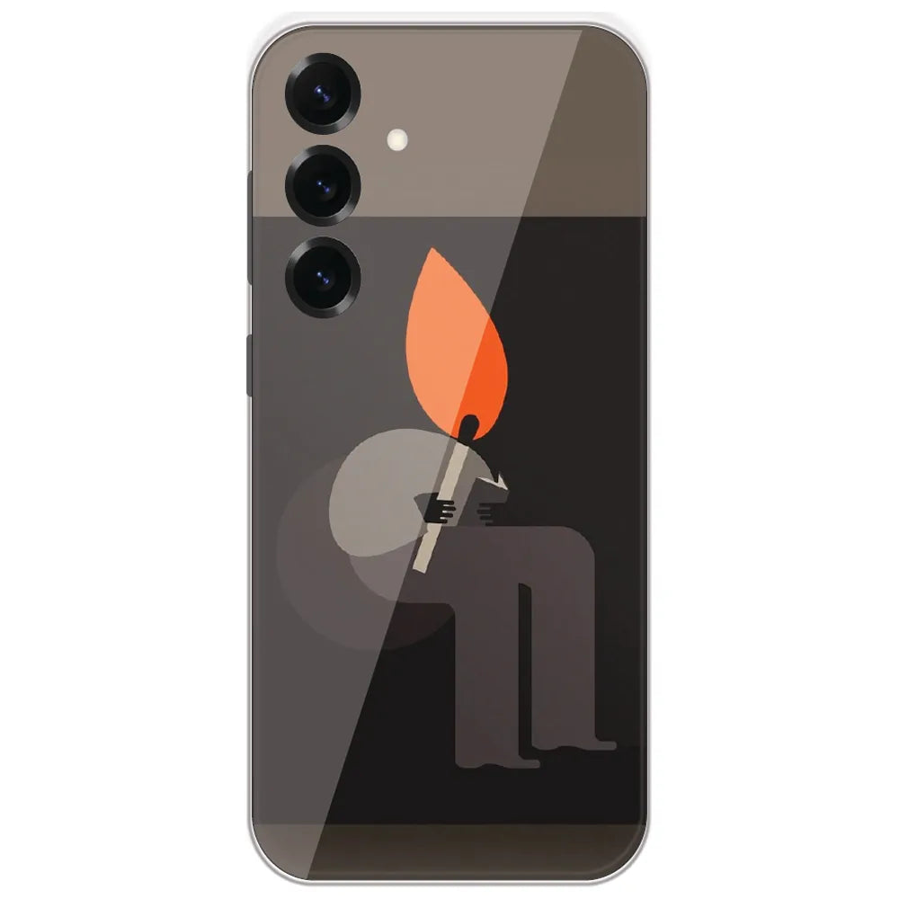 Matchstick Flame Man - Printed Silicone Case for Samsung Galaxy S25 Plus