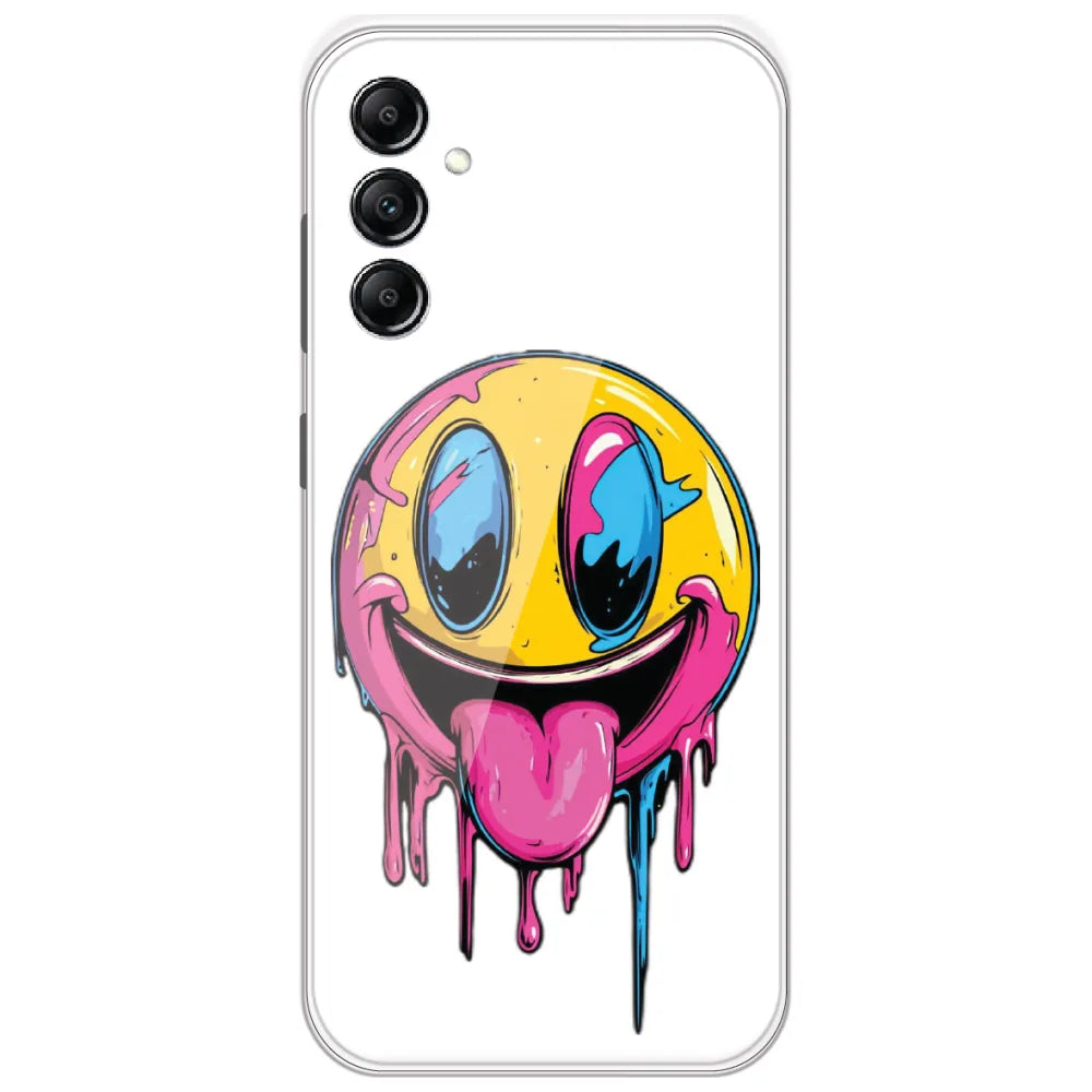 Melting Smiley Face - Printed Silicone Case for Samsung Galaxy A14