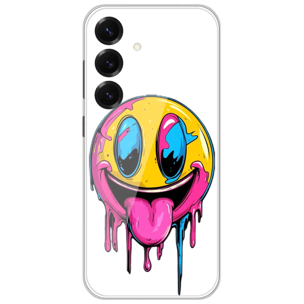 Melting Smiley Face - Printed Silicone Case for Samsung Galaxy S25 FE