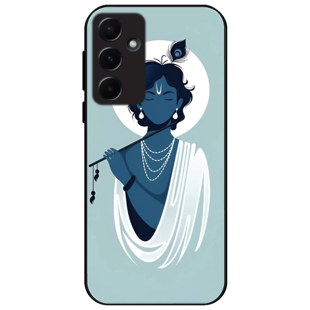Minimal Krishna Flute Art - Glossy Metal Silicone Case for Samsung Galaxy A55 5G