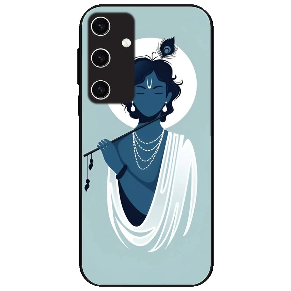 Minimal Krishna Flute Art - Glossy Metal Silicone Case for Samsung Galaxy S23 Plus 5G