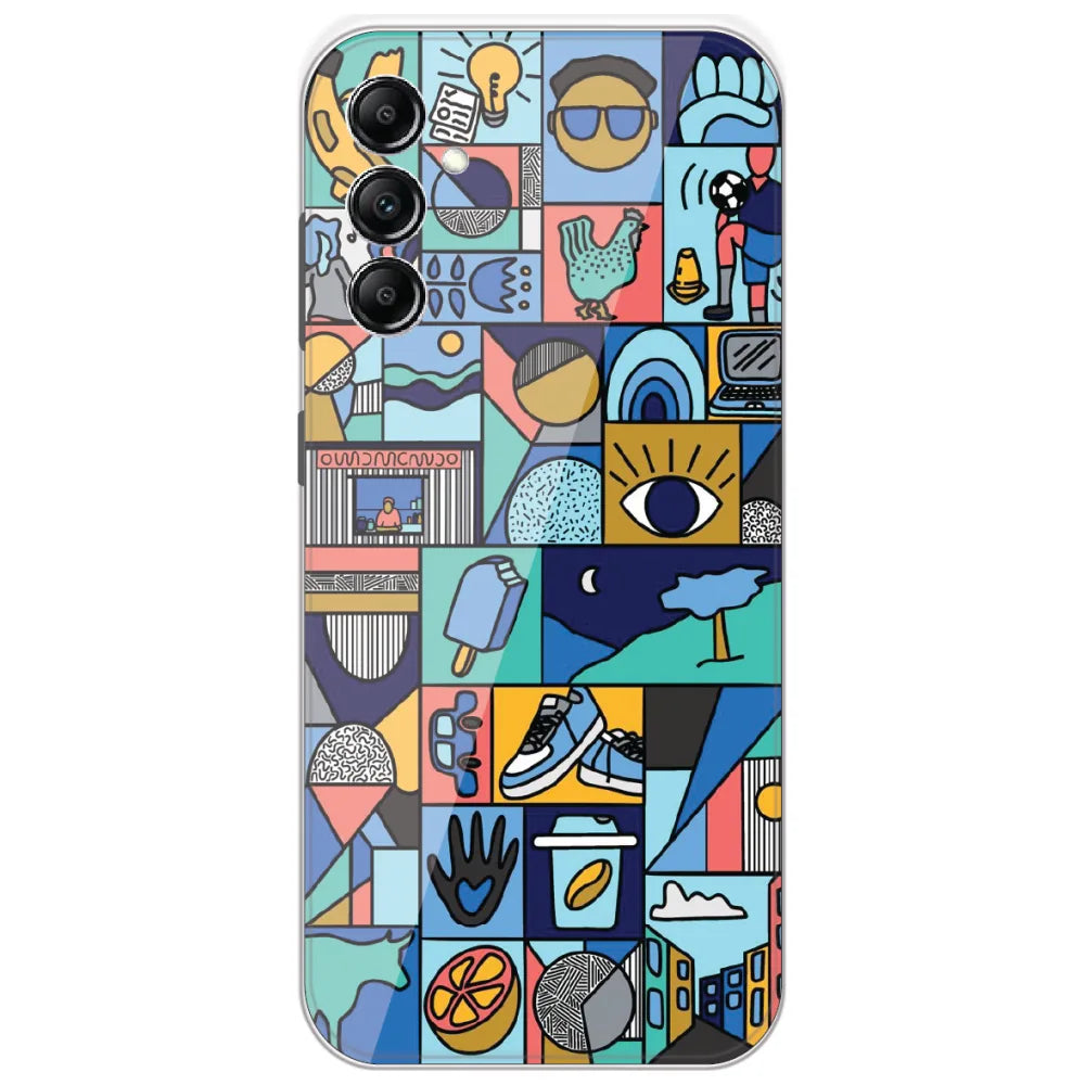 Mint Icon Patchwork - Printed Silicone Case for Samsung Galaxy A14