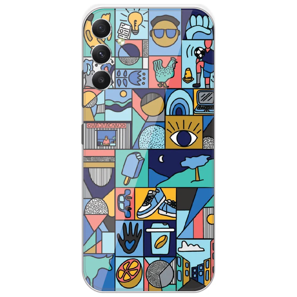 Mint Icon Patchwork - Printed Silicone Case for Samsung Galaxy A34