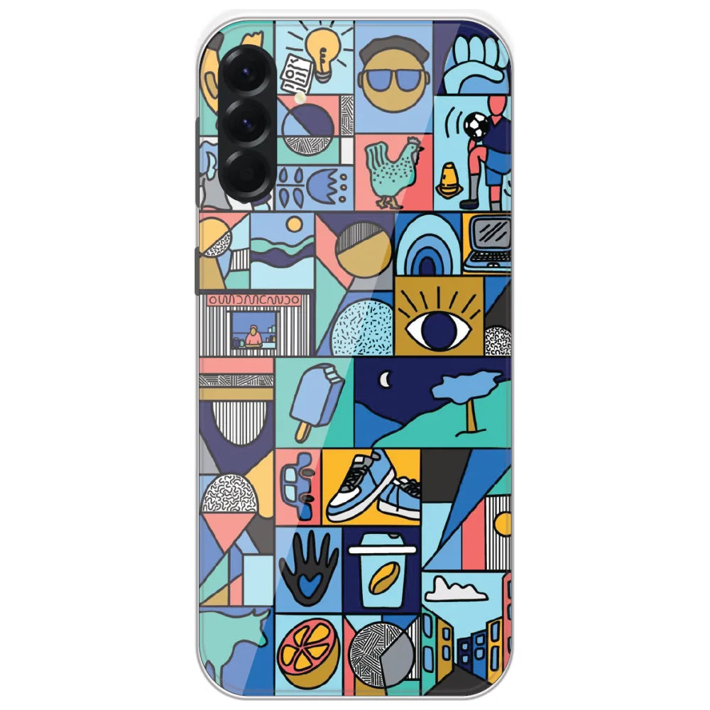 Mint Icon Patchwork - Printed Silicone Case for Samsung Galaxy A56