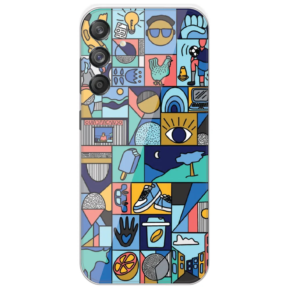 Mint Icon Patchwork - Printed Silicone Case for Samsung Galaxy M55 5G