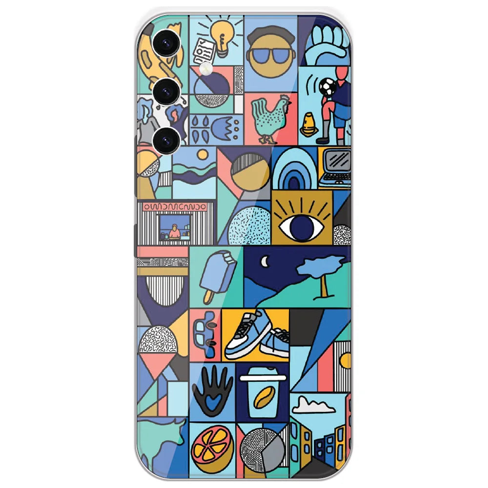 Mint Icon Patchwork - Printed Silicone Case for Samsung Galaxy S23 Plus 5G