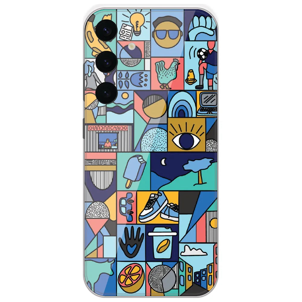 Mint Icon Patchwork - Printed Silicone Case for Samsung Galaxy S24 Plus