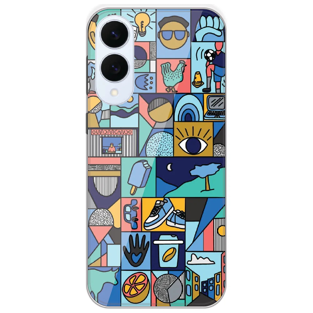Mint Icon Patchwork - Printed Silicone Case for Samsung Galaxy S25 Edge