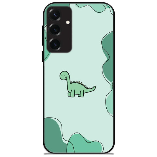 Mint Little Dino - Glossy Metal Silicone Case for Samsung Galaxy S25 Plus