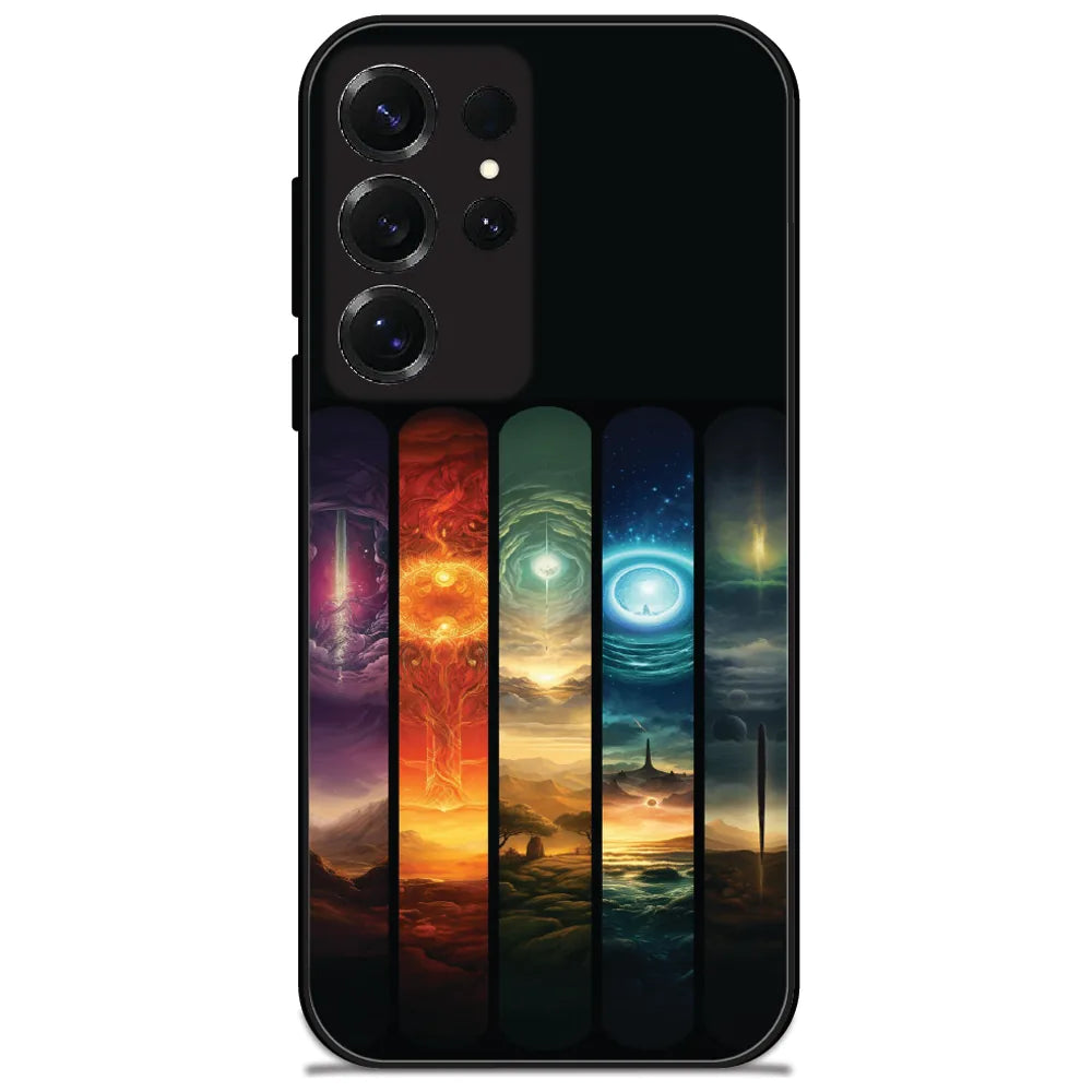 Mystic Realm Panels - Glossy Metal Silicone Case for Samsung Galaxy S25 Ultra