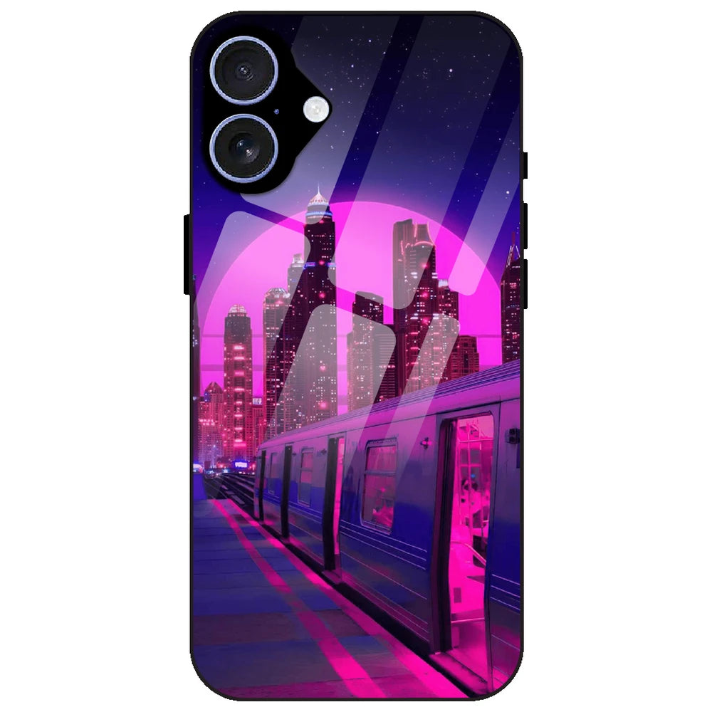 Neon City Synthwave - Glass Case for Apple iPhone 17