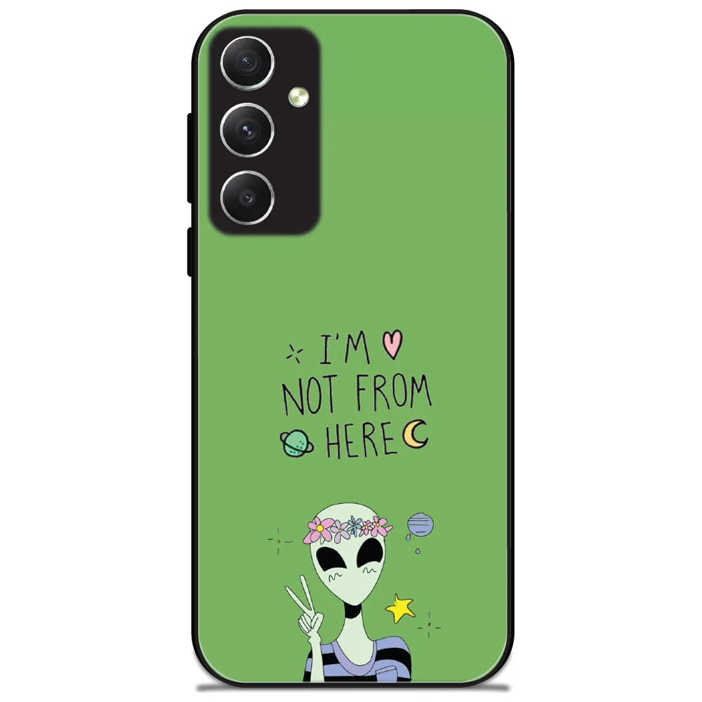 Not From Here Alien - Glossy Metal Silicone Case for Samsung Galaxy A34