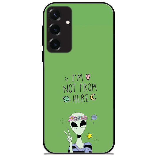Not From Here Alien - Glossy Metal Silicone Case for Samsung Galaxy S25 Plus