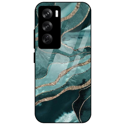 Olive Green Marble - Glass Case for Oppo Reno 12 Pro