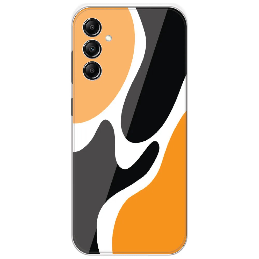 Orange Black Waves - Printed Silicone Case for Samsung Galaxy A14