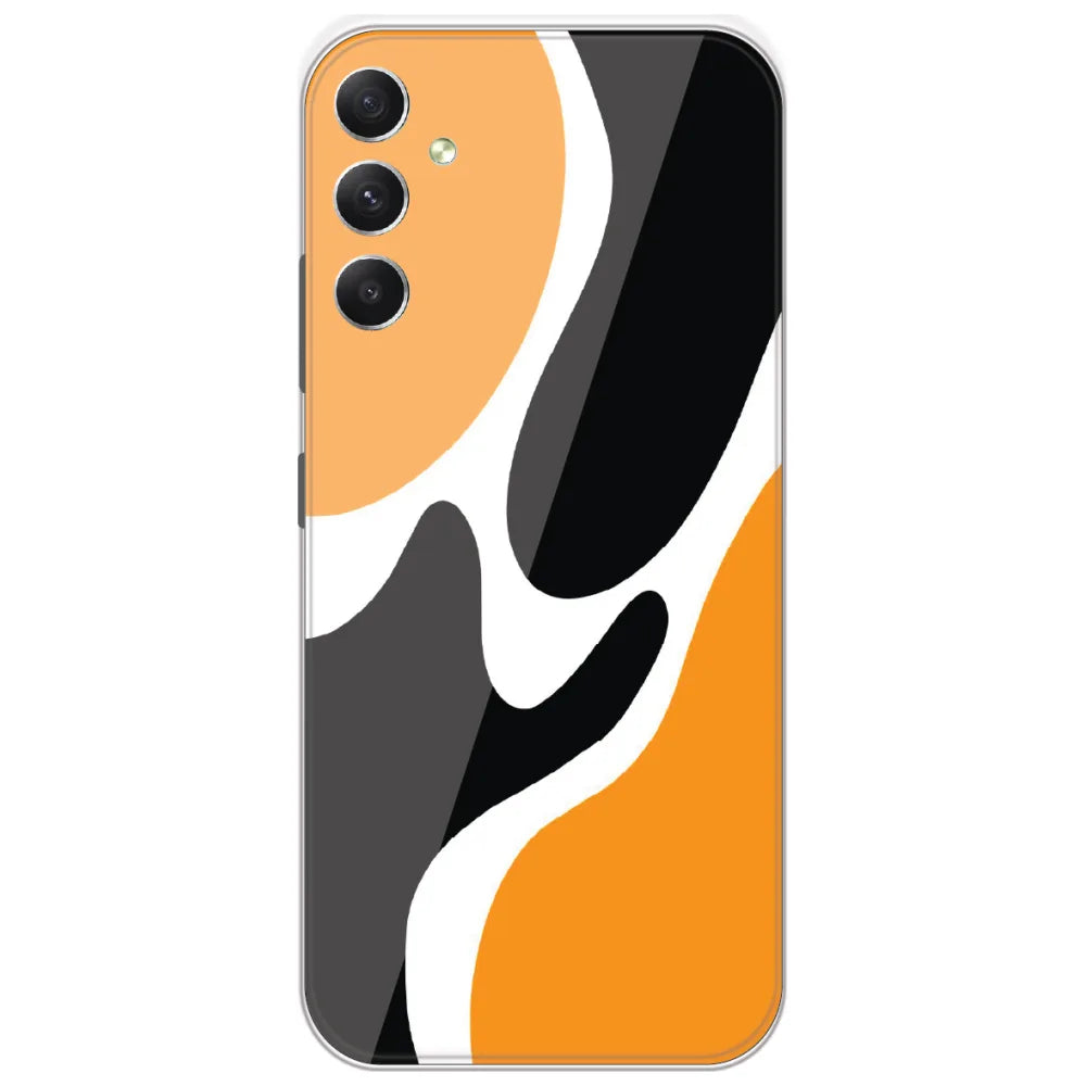 Orange Black Waves - Printed Silicone Case for Samsung Galaxy A34