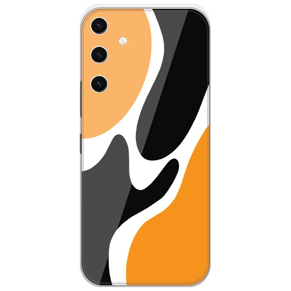 Orange Black Waves - Printed Silicone Case for Samsung Galaxy S23 Plus 5G