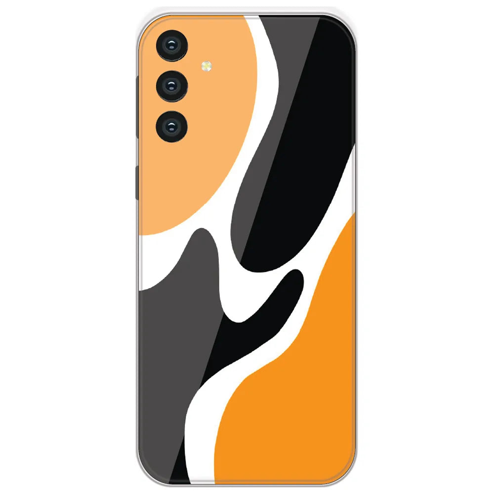 Orange Black Waves - Printed Silicone Case for Samsung Galaxy S24