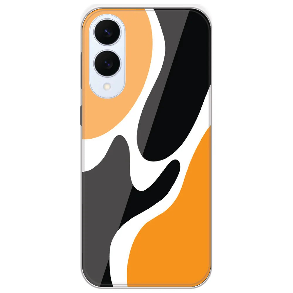 Orange Black Waves - Printed Silicone Case for Samsung Galaxy S25 Edge