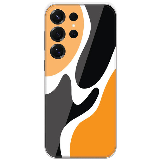 Orange Black Waves - Printed Silicone Case for Samsung Galaxy S25 Ultra