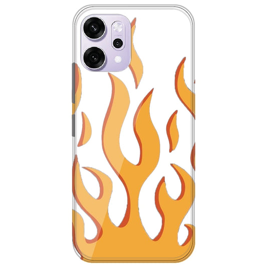 Orange Flames - Clear Printed Silicone Case for Oppo Reno 14 Pro