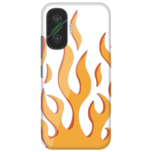 Orange Flames - Clear Printed Silicone Case for Poco F7