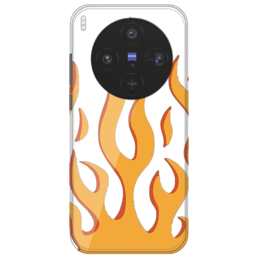 Orange Flames - Clear Printed Silicone Case for Vivo X300