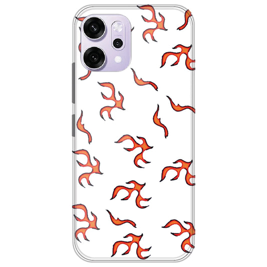 Orange Mini Flames - Clear Printed Silicone Case for Oppo Reno 14 Pro