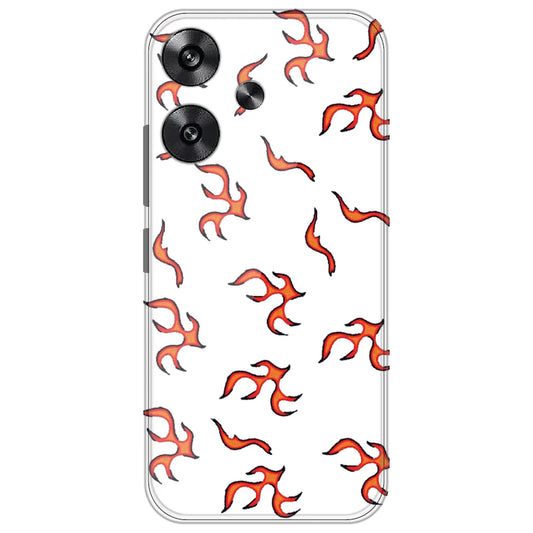 Orange Mini Flames - Clear Printed Silicone Case for Poco F6