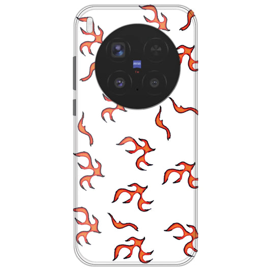 Orange Mini Flames - Clear Printed Silicone Case for Vivo X300 Pro