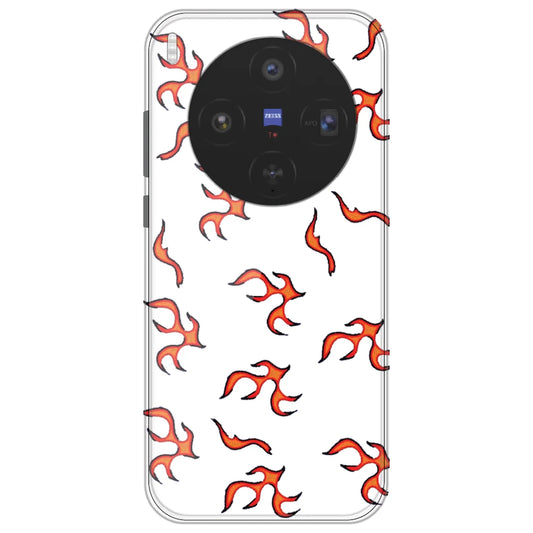 Orange Mini Flames - Clear Printed Silicone Case for Vivo X300