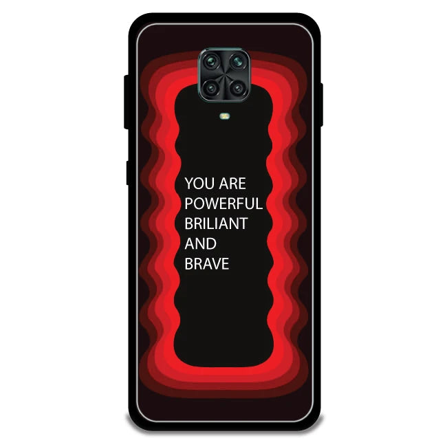 'You Are Powerful, Brilliant & Brave' - Red Armor Case For Redmi Models Redmi Note 9 Pro