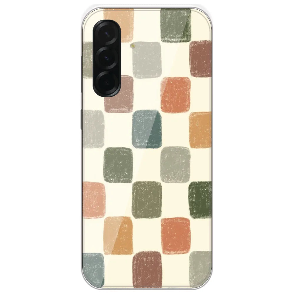 Pastel Crayon Checks - Printed Silicone Case for Samsung Galaxy A36