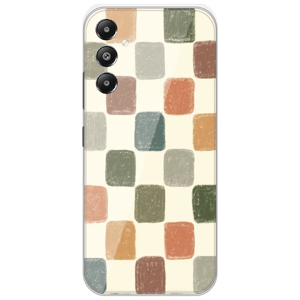 Pastel Crayon Checks - Printed Silicone Case for Samsung Galaxy F15