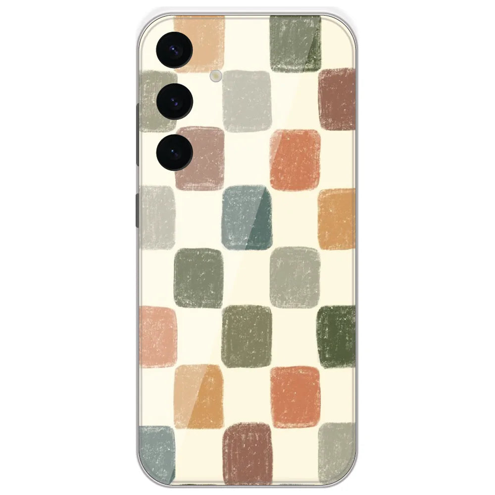 Pastel Crayon Checks - Printed Silicone Case for Samsung Galaxy S24 Plus