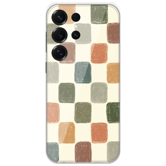Pastel Crayon Checks - Printed Silicone Case for Samsung Galaxy S25 Ultra