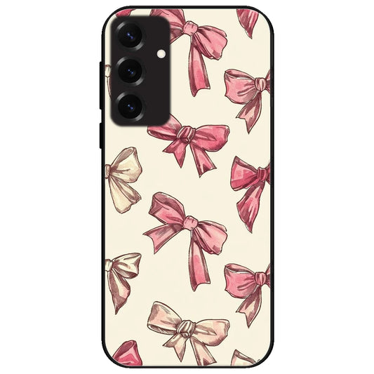 Pastel Pink Bows - Glossy Metal Silicone Case for Samsung Galaxy S25 Plus