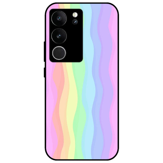 Pastel Rainbows - Glossy Metal Silicone Case for Vivo V29 5G